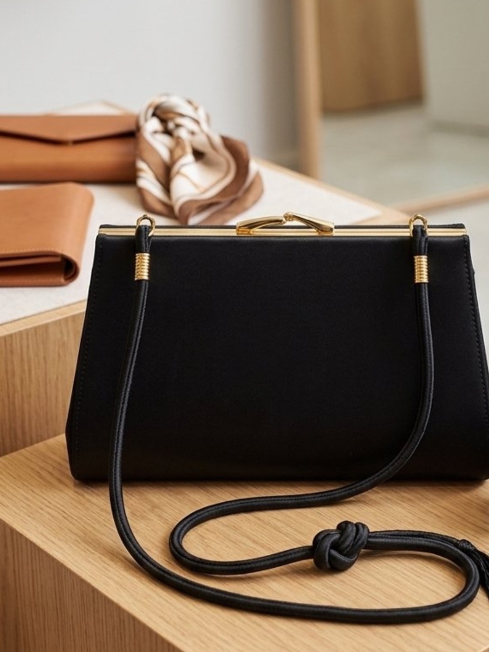 Black Knot Clutch with Gold Accents